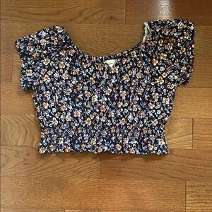 Floral Navy Crop Top